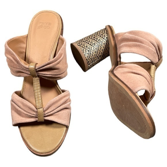 Frye & Co Leiah Bow Heeled Mules Sandals Heels Nude Women’s‎ Size 8.5 - Picture 1 of 8